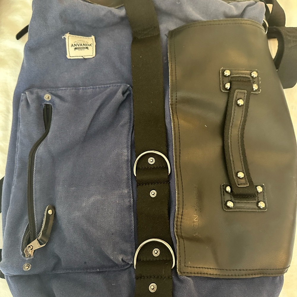 Blue and Black Men's Backpack